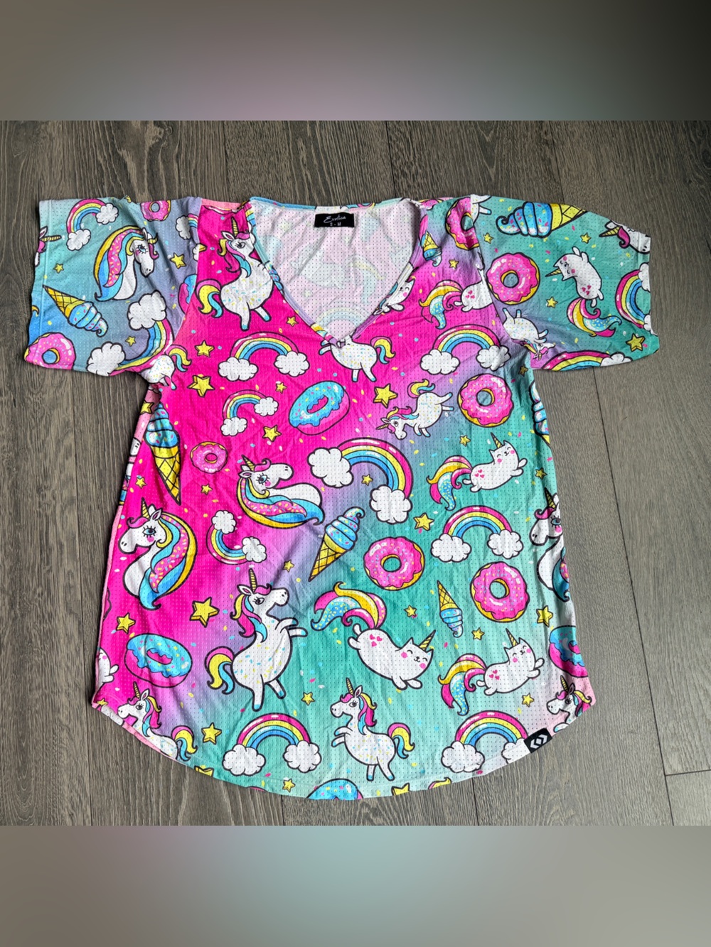Exotica Unicorn Ice Cream Basketball Bball Mesh V-Neck Boyfriend Tee